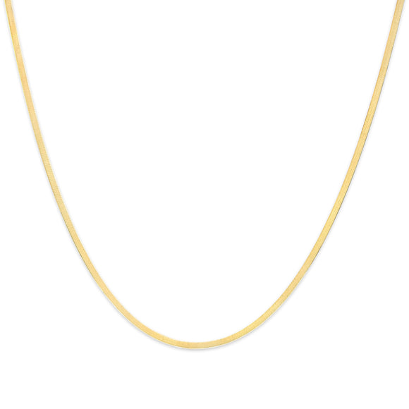 Unisex Solid 14K Yellow Gold 2.8mm Imperial Herringbone Chain Necklace - 18" Inches
