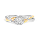 14K Yellow Gold Plated .925 Sterling Silver 1/4 Cttw Diamond Bypass and Halo Promise Ring (I-J Color, I3 Clarity) - Ring Size 7-1