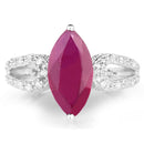 3.56 Carat Genuine Glass Filled Ruby and White Topaz .925 Sterling Silver Ring-3