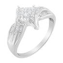 10K White Gold 1/3 Cttw Princess and Baguette Cut Diamond Bypass Style Cocktail Ring (I-J Color, I1-I2 Clarity) - Size 4-2
