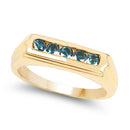 14K Yellow Gold Plated 0.40 Carat Genuine Blue Diamond .925 Sterling Silver Ring-2