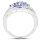 1.59 Carat Genuine Tanzanite and White Topaz .925 Sterling Silver Ring-2