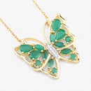 2.60 Carat Genuine Emerald and White Zircon .925 Sterling Silver Necklace-4