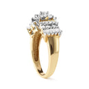 10K Yellow Gold 1.00 Cttw Diamond Starburst Ring Band (H-I Color, I1-I2 Clarity) - Ring Size 7-3