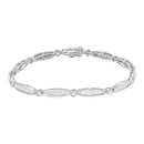 14K White Gold 1-1/2 Cttw Round Brilliant-Cut & Baguette Cut Diamond Bezel and Tapered Link 7" Tennis Bracelet (H-I Color, I1-I2 Clarity)-6