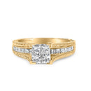 14K Yellow Gold 1.0 Cttw Princess Composite Diamond Engagement Ring (G-H Color, VS1-VS2 Clarity) - Size 7-6