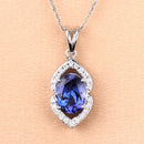 2.44 Carat Genuine Tanzanite and White Diamond 14K White Gold Pendant-3