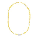 14k Yellow Gold Paperclip Chain Necklace with Diamond Link-3