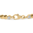 Gold Vermeil .925 Sterling Silver 1/7 Cttw Diamond Puff Heart Bangle Bracelet-2