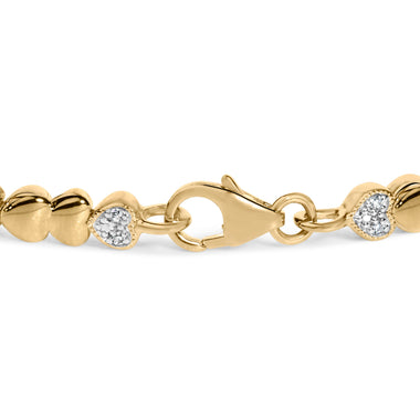 Gold Vermeil .925 Sterling Silver 1/7 Cttw Diamond Puff Heart Bangle Bracelet - 0