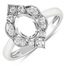 0.20 Carat Genuine White Diamond 14K White Gold Semi Mount Ring - holds 8x6mm Oval Gemstone-1