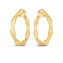 14k Yellow Gold Large Bamboo Hoops-2
