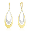 14k Two-Tone Gold Graduated Open Double Teardrop Earrings-1