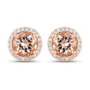 1.60 Carat Genuine Morganite and White Diamond 14K Rose Gold Earrings-1