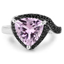 3.53 Carat Genuine Pink Amethyst and Black Spinel .925 Sterling Silver Ring-3