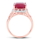 14K Rose Gold Plated 5.54 Carat Genuine Glass Filled Ruby & White Topaz .925 Sterling Silver Ring-3