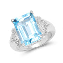 8.89 Carat Genuine Swiss Blue Topaz .925 Sterling Silver Ring-1