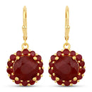 11.37 Carat Dyed Ruby and Ruby .925 Sterling Silver Earrings-1