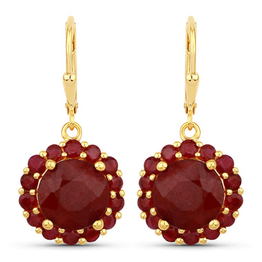 11.37 Carat Dyed Ruby and Ruby .925 Sterling Silver Earrings