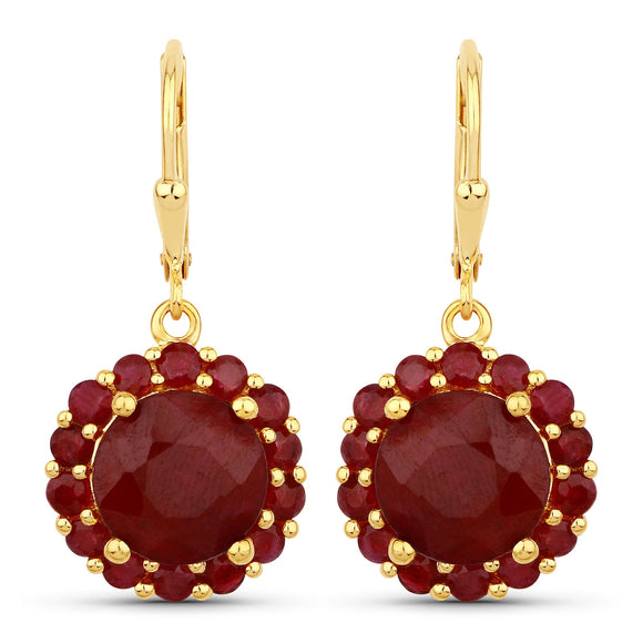 11.37 Carat Dyed Ruby and Ruby .925 Sterling Silver Earrings
