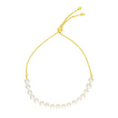 14k Yellow Gold Adjustable Friendship Bracelet with Pearls-2