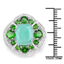 5.49 Carat Genuine Emerald, Chrome Diopside and White Diamond .925 Sterling Silver Ring-4