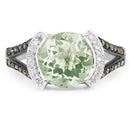 3.59 Carat Genuine Green Amethyst, Green Diamond & White Diamond .925 Sterling Silver Ring-4