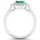 1.97 Carat Genuine Zambian Emerald  and White Diamond 14K White Gold Ring-2