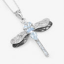 1.86 Carat Genuine Aquamarine and White Zircon .925 Sterling Silver Pendant-4