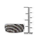 0.64 Carat Genuine Champagne Diamond & White Diamond .925 Sterling Silver Ring-3