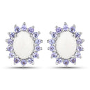 2.44 Carat Genuine Opal and Tanzanite .925 Sterling Silver Earrings-2