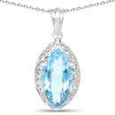8.22 Carat Genuine Swiss Blue Topaz .925 Sterling Silver Pendant-1