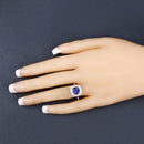 2.26 Carat Genuine Tanzanite and White Diamond 14K White Gold Ring-3