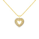 14K Yellow Gold Plated .925 Sterling Silver 1.0 Cttw Round and Baguette-Cut Diamond Composite Hearth 18" Pendant Necklace (I-J Color, I1-I2 Clarity)-1