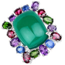 26.67 Carat Genuine Multi Stones .925 Sterling Silver Ring-1