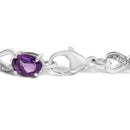.925 Sterling Silver Oval Purple Amethyst and Diamond Infinity Link Bracelet (I-J Color, I1-I2 Clarity) - 7" Inches-2
