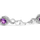 .925 Sterling Silver 1/10 Cttw Natural Round Diamond and 7X5MM Oval Amethyst Cross Tennis Bracelet (I-J Color, I1-I2 Clarity) - 7"-2