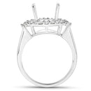 0.83 Carat Genuine White Diamond 14K White Gold Semi Mount Ring - holds 11x9mm Oval Gemstone-3