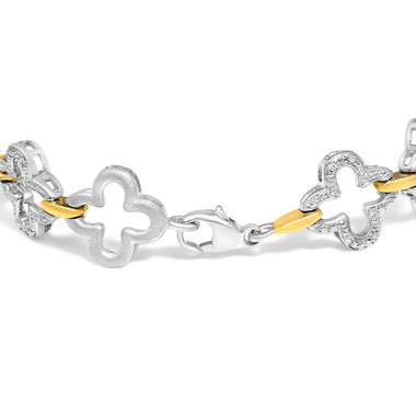 .925 Two-tone Sterling Silver 1/10 Cttw Natural Round Diamond Fashion Tennis Bracelet (I-J Color, I1-I2 Clarity) - 7" - 0