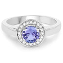 1.05 Carat Genuine Tanzanite and White Topaz .925 Sterling Silver Ring-3