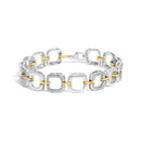.925 Two-Tone Sterling Silver Diamond Accent Open Box Link Bracelet (I-J Color, I1-I2 Clarity) - 7"-1