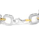 .925 Two-Tone Sterling Silver Diamond Accent Open Box Link Bracelet (I-J Color, I1-I2 Clarity) - 7"-2