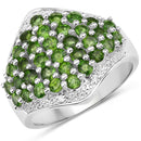 2.41 Carat Genuine Chrome Diopside and White Topaz .925 Sterling Silver Ring-1