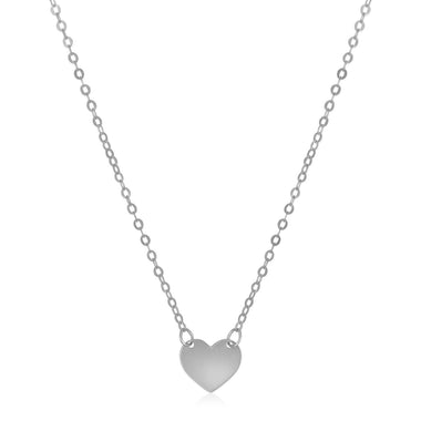 14k White Gold Polished Mini Heart Necklace