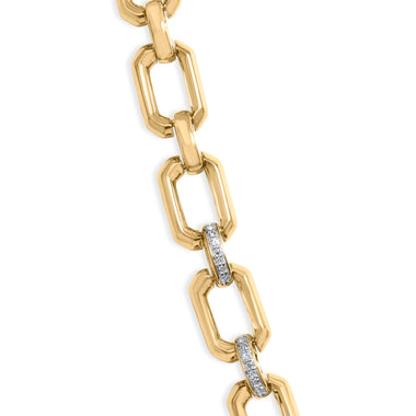 Gold Vermeil .925 Sterling Silver 1/4 Cttw Diamond Bold Octagonal Link Necklace - 0