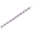 .925 Sterling Silver 7x7 mm Cushion Cut Purple Amethyst and 1/10 cttw Round Cut Diamond Square Shape Tennis Bracelet (I-J Color, I1-I2 Clarity) - 7"-10