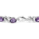.925 Sterling Silver 7x5mm Oval Amethyst and Diamond Accent X-Link Bracelet (H-I Color, SI1-SI2 Clarity)  - Size 7"-6
