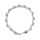 .925 Sterling Silver 7x5mm Oval Amethyst and Diamond Accent X-Link Bracelet (H-I Color, SI1-SI2 Clarity)  - Size 7"-7