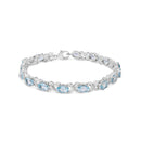 .925 Sterling Silver 16.0 Cttw Oval Blue Topaz and Diamond Accent Tennis X Link Bracelet (I-J Color, I1-I2 Clarity) - Size 7" Inch-4