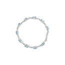 .925 Sterling Silver 7x7 mm Cushion Cut Blue Topaz and 1/20 cttw Round Cut Diamond Fashion Tennis Bracelet (I-J Color, I1-I2 Clarity) - 7"-8